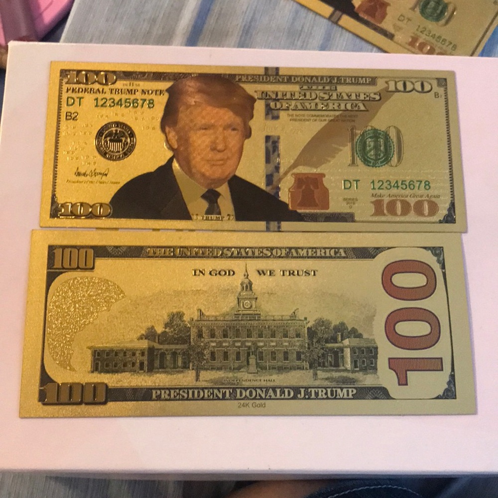 President Donald Trump collectible 24k 100 dollar bills